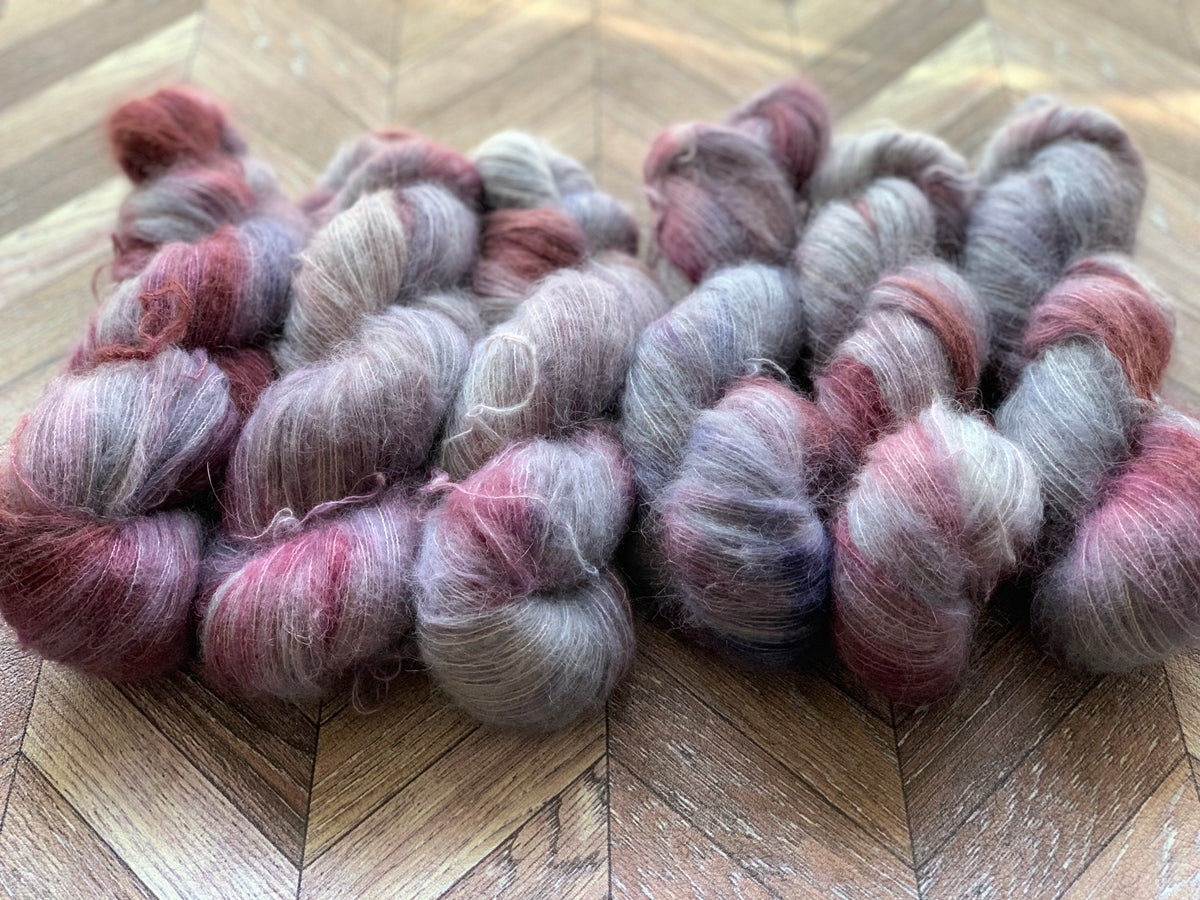 Suri Silk Fluff - Silver & Wine