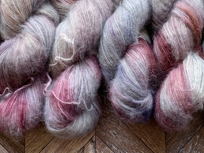 Suri Silk Fluff - Silver & Wine