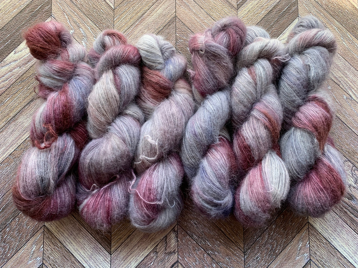 Suri Silk Fluff - Silver & Wine